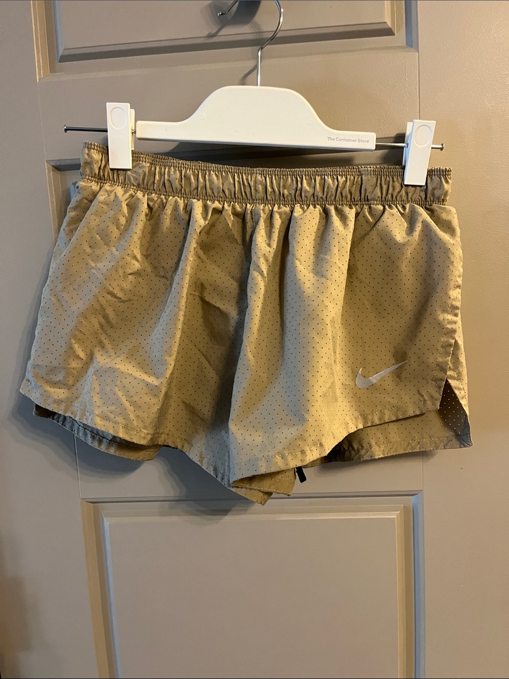 Nike Women's Tan Perforated Athletic Running Shorts